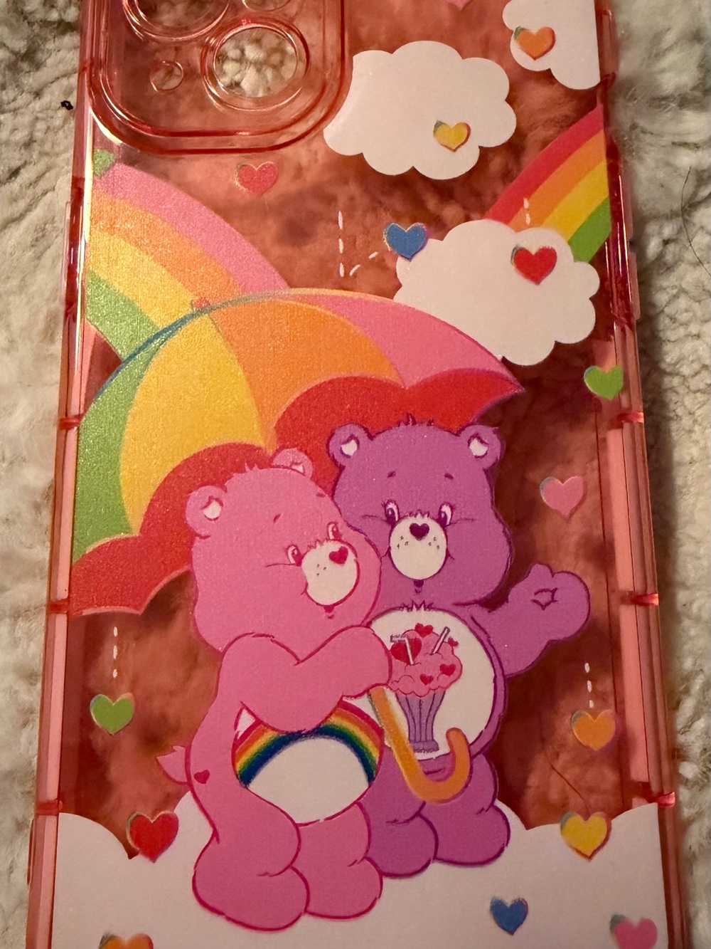 SHEIN Pink Purple Rainbow Care Bears Phone Case